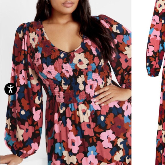 City Chic Vintage Floral Long Sleeve Maxi Dress - Picture 2 of 7